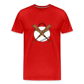 Baseball - Männer Premium Bio T-Shirt - Rot - Vorne - Damien (186cm)
