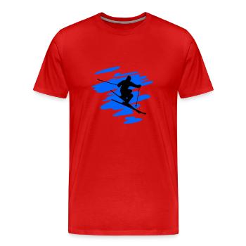 Skiing - Men's Premium Organic T-Shirt - red - Front - Damien (186cm)