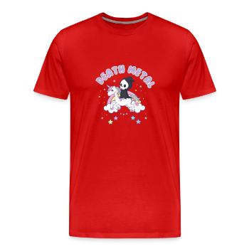 Licorne sur Cloud Death Metal - T-shirt bio Premium Homme - rouge - Devant - Damien (186cm)