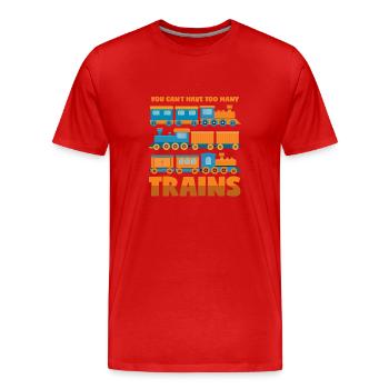 Collectionneur de trains: Trop de trains - T-shirt bio Premium Homme - rouge - Devant - Damien (186cm)