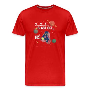 Blast Off J’ai 4 ans, 4ème anniversaire - T-shirt bio Premium Homme - rouge - Devant - Damien (186cm)