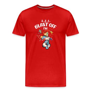 Blast Off J’ai 4 ans, 4ème anniversaire - T-shirt bio Premium Homme - rouge - Devant - Damien (186cm)