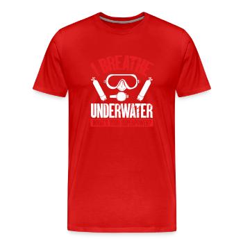 Je respire sous l’eau - T-shirt bio Premium Homme - rouge - Devant - Damien (186cm)