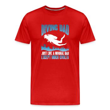 Tauchender Vater - Männer Premium Bio T-Shirt - Rot - Vorne - Damien (186cm)