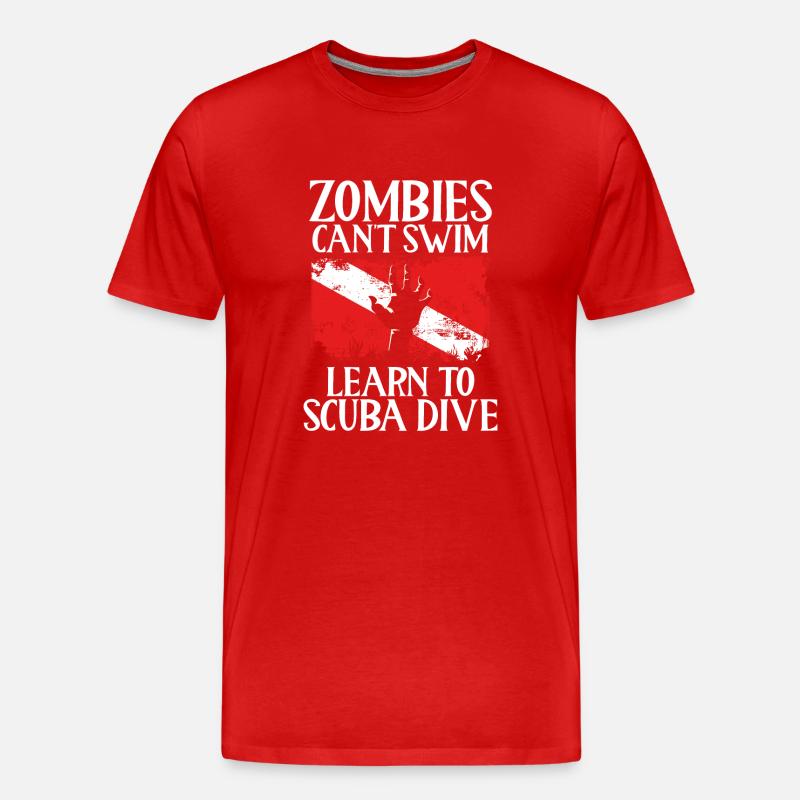Zombies cannot learn to swim, - Men's Premium Organic T-Shirt - red