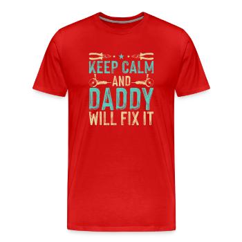 Daddy Will Fix It - DIY - Men's Premium Organic T-Shirt - red - Front - Damien (186cm)