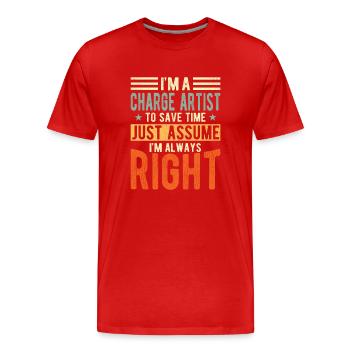Artiste - T-shirt bio Premium Homme - rouge - Devant - Damien (186cm)