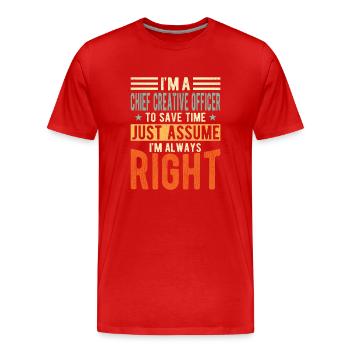 Responsable du département Design - T-shirt bio Premium Homme - rouge - Devant - Damien (186cm)