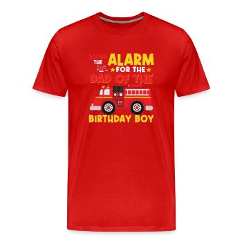 Alarme pour le père du garçon d’anniversaire - T-shirt bio Premium Homme - rouge - Devant - Damien (186cm)
