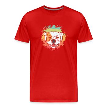 Bad Bulldog Facial Expression Pet - Men's Premium Organic T-Shirt - red - Front - Damien (186cm)