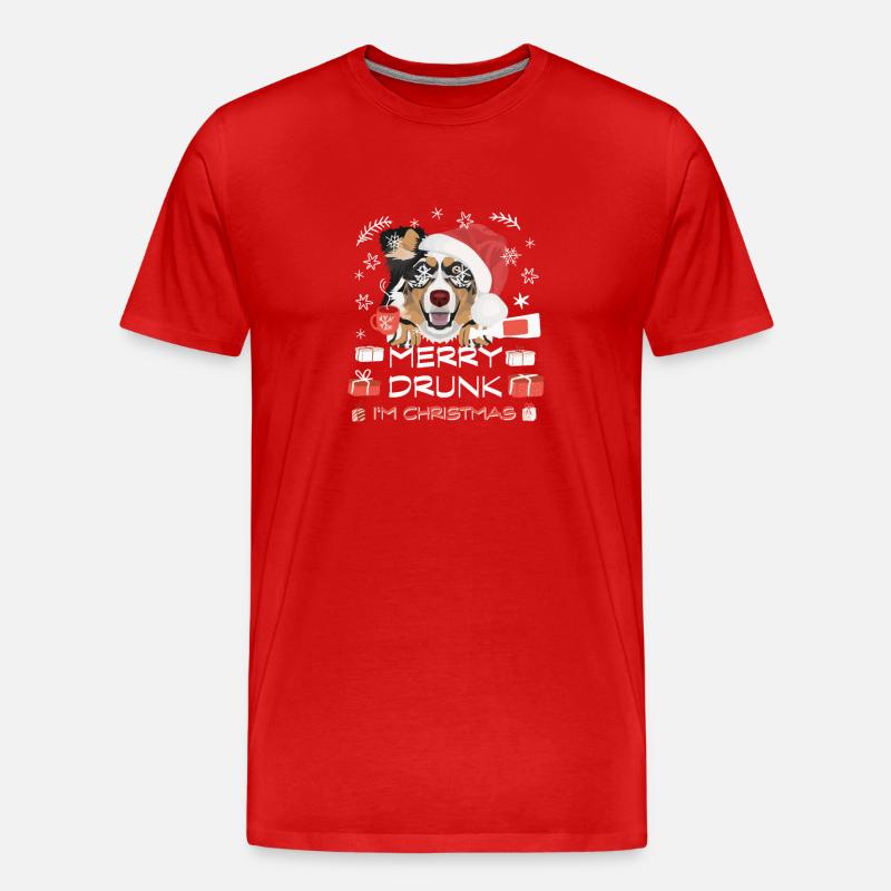 Australian Shepherd Weihnachtsmarkt - Männer Premium Bio T-Shirt - Rot