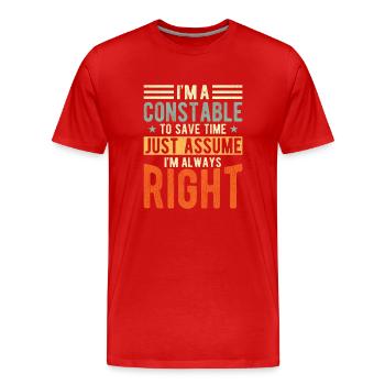 Policier - T-shirt bio Premium Homme - rouge - Devant - Damien (186cm)