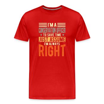 Nature Conservation Officer - Men's Premium Organic T-Shirt - red - Front - Damien (186cm)