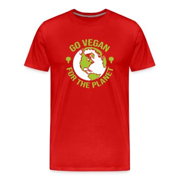 Devenez végétalien pour la planète - Activiste - T-shirt bio Premium Homme - rouge - Devant - Damien (186cm)