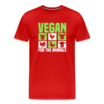 Vegans for animals - veganism - Men's Premium Organic T-Shirt - red - Front - Damien (186cm)