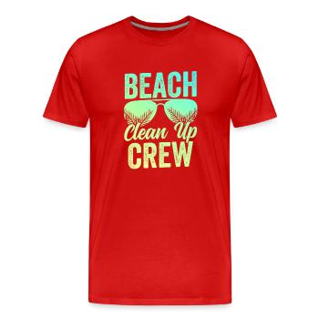 Équipe de nettoyage de plage Nettoyage de plage Plage - T-shirt bio Premium Homme - rouge - Devant - Damien (186cm)