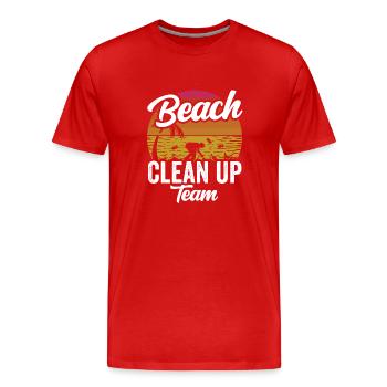 Équipe de nettoyage de plage Nettoyage de plage Plage - T-shirt bio Premium Homme - rouge - Devant - Damien (186cm)