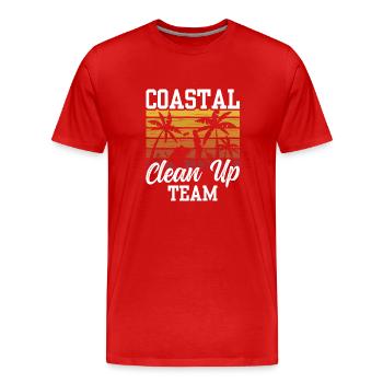 Équipe de nettoyage côtier Nettoyage de la plage - T-shirt bio Premium Homme - rouge - Devant - Damien (186cm)