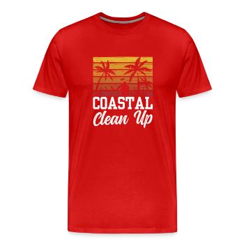 Nettoyage de la plage côtière Nettoyage de la plage - T-shirt bio Premium Homme - rouge - Devant - Damien (186cm)