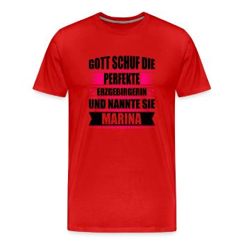 Erzgebirge Frau Namen Sachsen Marina - Männer Premium Bio T-Shirt - Rot - Vorne - Damien (186cm)