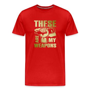 Armes de barbier - T-shirt bio Premium Homme - rouge - Devant - Damien (186cm)