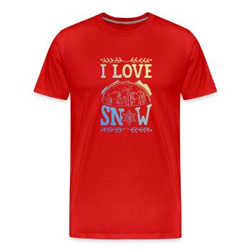 I Love Snow - Männer Premium Bio T-Shirt - Rot - Vorne - Damien (186cm)