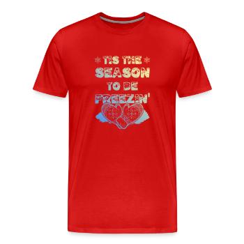 Saison d’hiver - T-shirt bio Premium Homme - rouge - Devant - Damien (186cm)