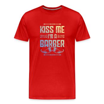 Embrasse-moi Barbier - T-shirt bio Premium Homme - rouge - Devant - Damien (186cm)