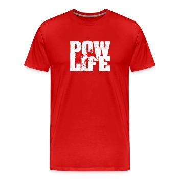 Powlife Funny Snow Powder Snow Pow Life Winter - Men's Premium Organic T-Shirt - red - Front - Damien (186cm)