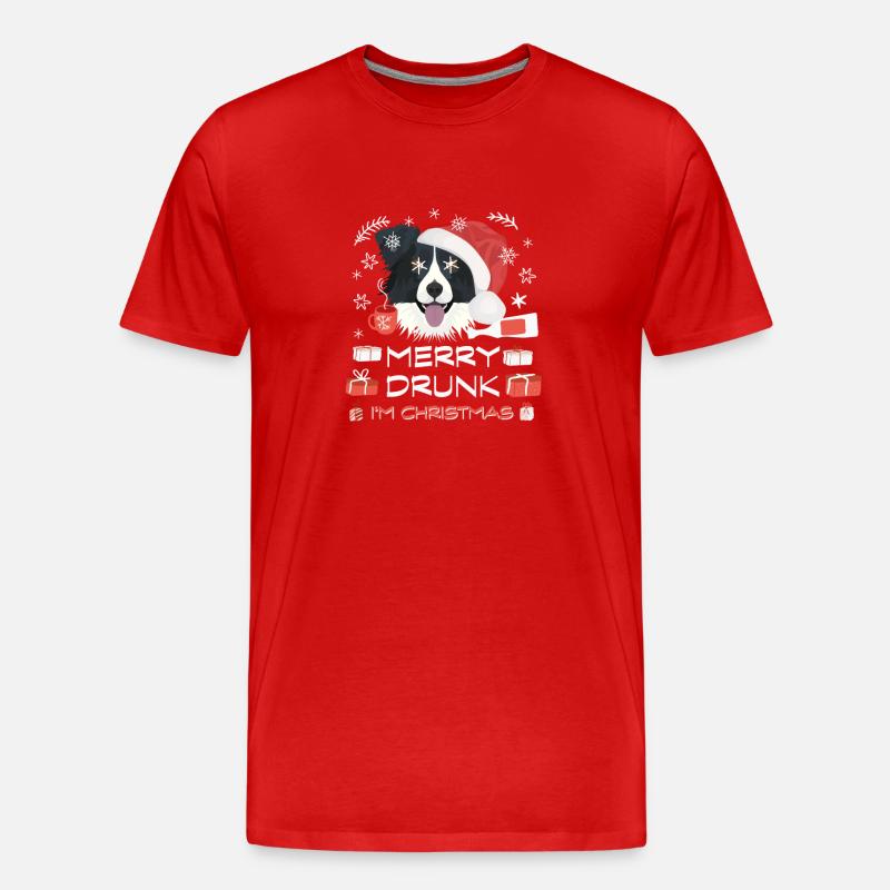 Border Collie Weihnachtsmarkt - Männer Premium Bio T-Shirt - Rot