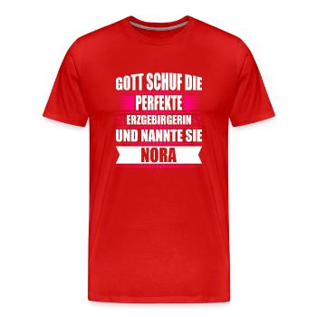 Erzgebirge Frau Namen Sachsen Nora - Männer Premium Bio T-Shirt - Rot - Vorne - Damien (186cm)