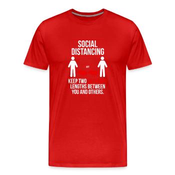 Social distancing Funny capybara - Men's Premium Organic T-Shirt - red - Front - Damien (186cm)