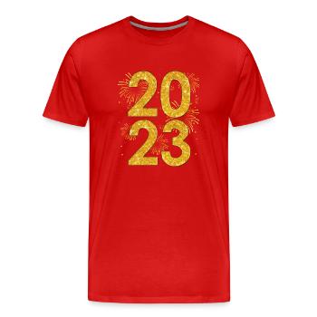 New Years Eve Party Outfit - Happy New Year 2023 - Men's Premium Organic T-Shirt - red - Front - Damien (186cm)