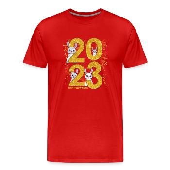 2023 New Years Day Outfit - Happy New Year 2023 - Men's Premium Organic T-Shirt - red - Front - Damien (186cm)