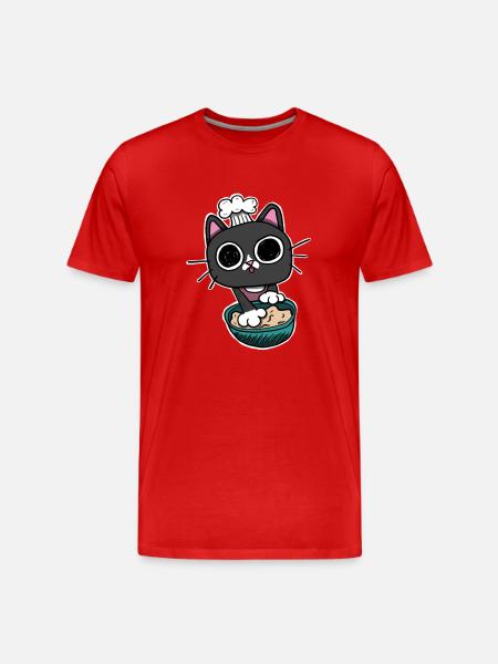 Kitty making Biscuits Cat Black - Men's Premium Organic T-Shirt - red