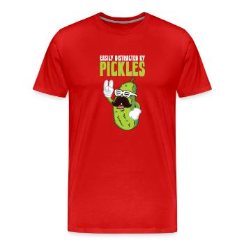 Facilement distrait par les cornichons - T-shirt bio Premium Homme - rouge - Devant - Damien (186cm)