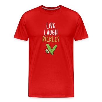 Live Laugh Pickles - Men's Premium Organic T-Shirt - red - Front - Damien (186cm)