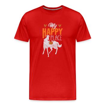 Reiten, Auf Dem Rücken Des Pferdes - Männer Premium Bio T-Shirt - Rot - Vorne - Damien (186cm)
