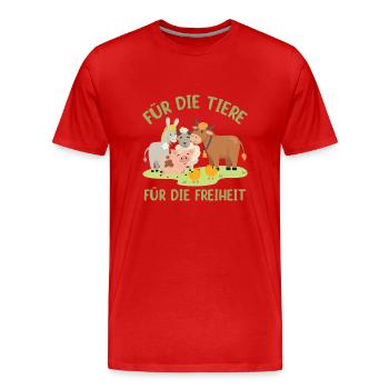 Für die Tiere Für die Freiheit - Männer Premium Bio T-Shirt - Rot - Vorne - Damien (186cm)