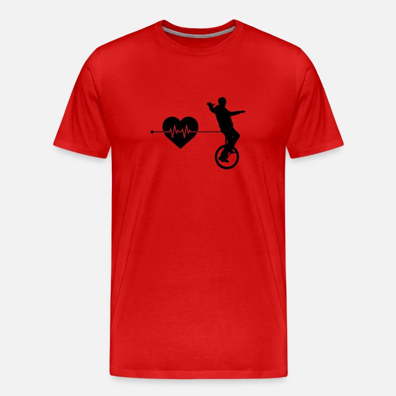 Einrad Herzschlag - Männer Premium Bio T-Shirt - Rot
