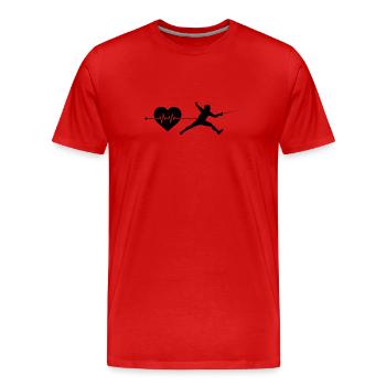 Fencing heartbeat - Men's Premium Organic T-Shirt - red - Front - Damien (186cm)