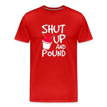 Shut Up Pound Cardio Drumming Cours de fitness Workou - T-shirt bio Premium Homme - rouge - Devant - Damien (186cm)