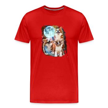 3 Moon Corgi Hund Liebhaber Cool Tier Haustier Neuheit Wortspiel - Männer Premium Bio T-Shirt - Rot - Vorne - Damien (186cm)