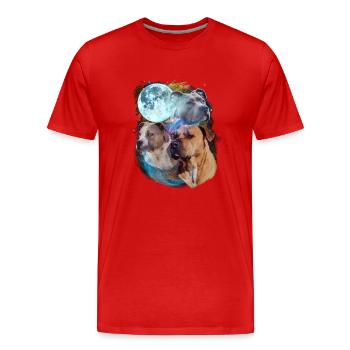 3 Moon Pitbull Hund Liebhaber Cool Tier Haustier Neuheit - Männer Premium Bio T-Shirt - Rot - Vorne - Damien (186cm)