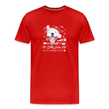 Bullterrier Weihnachtsmarkt - Männer Premium Bio T-Shirt - Rot - Vorne - Damien (186cm)