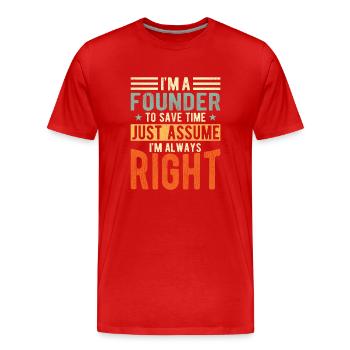 Fondateur - T-shirt bio Premium Homme - rouge - Devant - Damien (186cm)