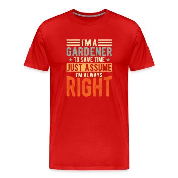 Gardener - Men's Premium Organic T-Shirt - red - Front - Damien (186cm)