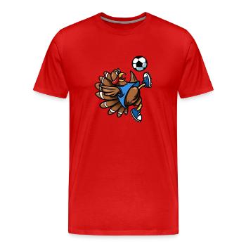 Thanksgiving Soccer Turkey Bicycle Kick Men Boys - Men's Premium Organic T-Shirt - red - Front - Damien (186cm)