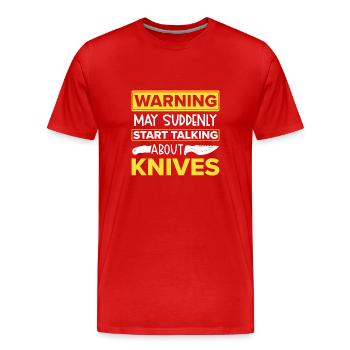 Lanceur de couteaux Disque Lanceur de couteau cadeau - T-shirt bio Premium Homme - rouge - Devant - Damien (186cm)