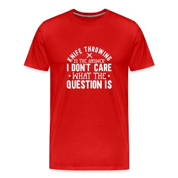 Messerwurfscheibe Geschenk Messerwerfer - Männer Premium Bio T-Shirt - Rot - Vorne - Damien (186cm)